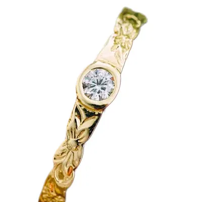 14K Gold Plumeria Ring with Diamond or Cubic Zirconia Island Fine Jewelry Rings