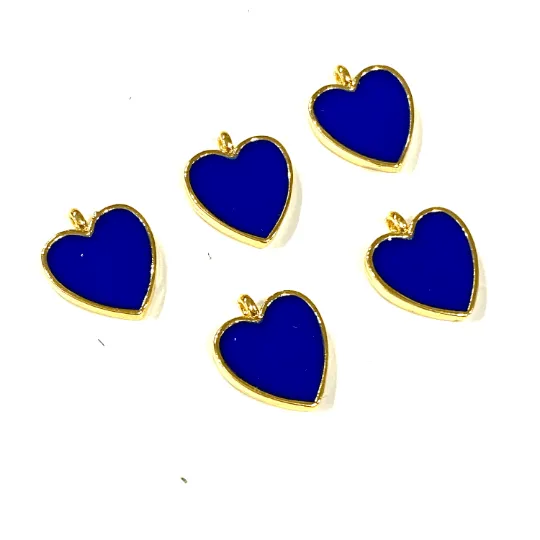 24Kt Gold Plated Cobalt Enamelled Heart Charms 5 pcs in a Pack Peppy Beads Earrings 24Kt Gold Plated Cobalt Enamelled Heart Charms 5 pcs in a Pack Peppy Beads Earrings