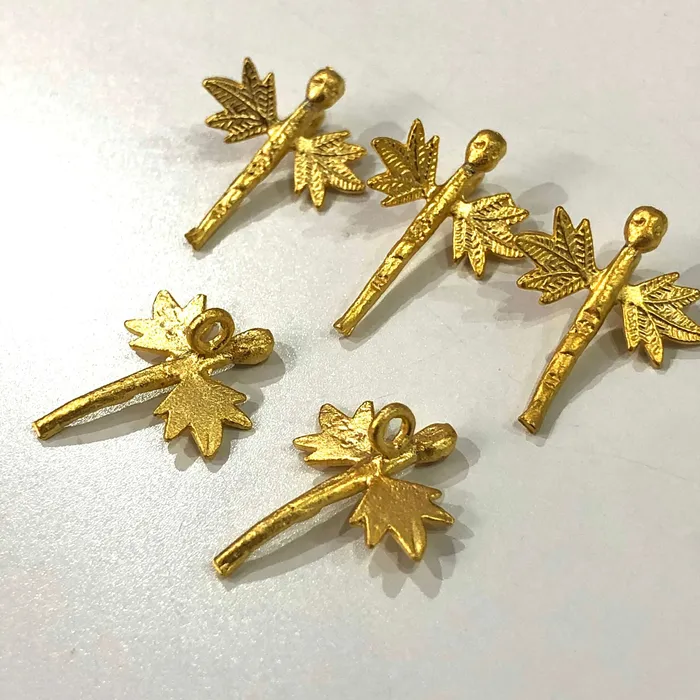 24Kt Matte Gold Plated 21mm Brass Dragonfly Charms 5 pcs in a pack Peppy Beads Earrings 24Kt Matte Gold Plated 21mm Brass Dragonfly Charms 5 pcs in a pack Peppy Beads Earrings