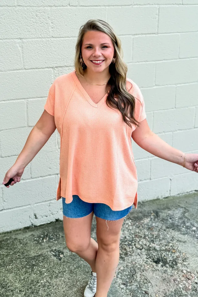 Andree By Unit Earrings Cole VNeck Dolman Top Apricot