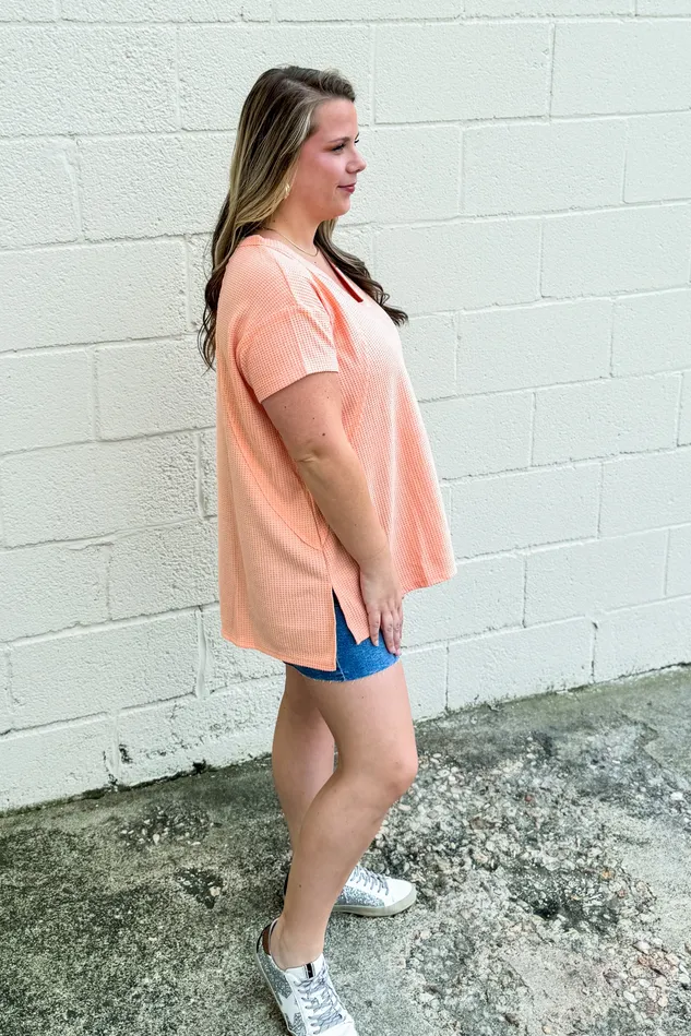 Andree By Unit Earrings Cole VNeck Dolman Top Apricot