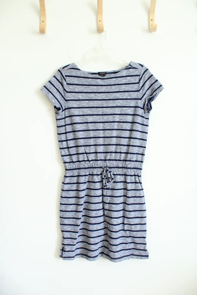 Ann Taylor LOFT Rings Ann Taylor Blue Striped Elastic Waist Dress M