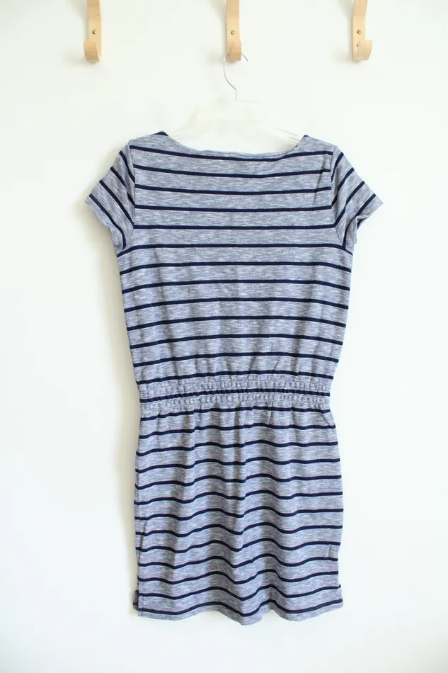 Ann Taylor LOFT Rings Ann Taylor Blue Striped Elastic Waist Dress M