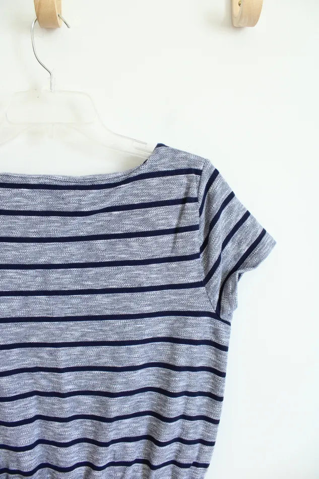 Ann Taylor LOFT Rings Ann Taylor Blue Striped Elastic Waist Dress M