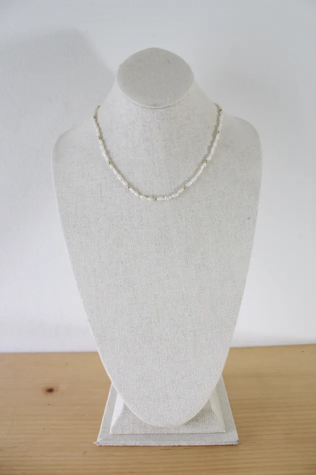 Baroque Genuine Pearl Beaded 14K Gold Clasp Necklace Jubilee Thrift Necklaces