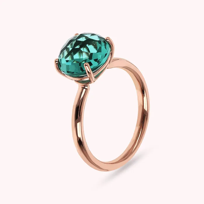 Bronzallure Rings Anello Cocktail con Prisma Gem Tonda Taglio Mosaico