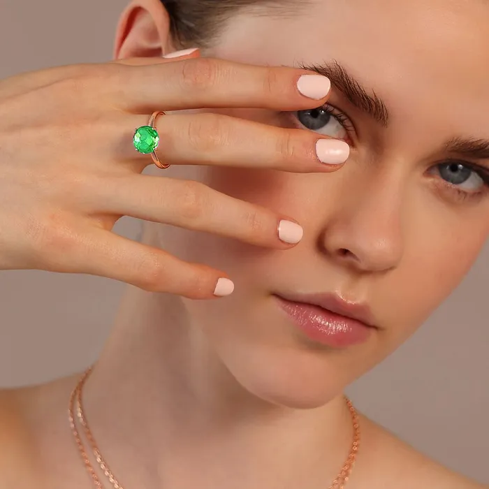Bronzallure Rings Anello Cocktail con Prisma Gem Tonda Taglio Mosaico