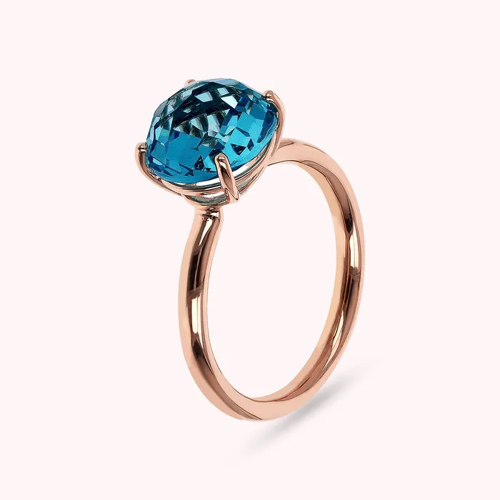 Bronzallure Rings Anello Cocktail con Prisma Gem Tonda Taglio Mosaico
