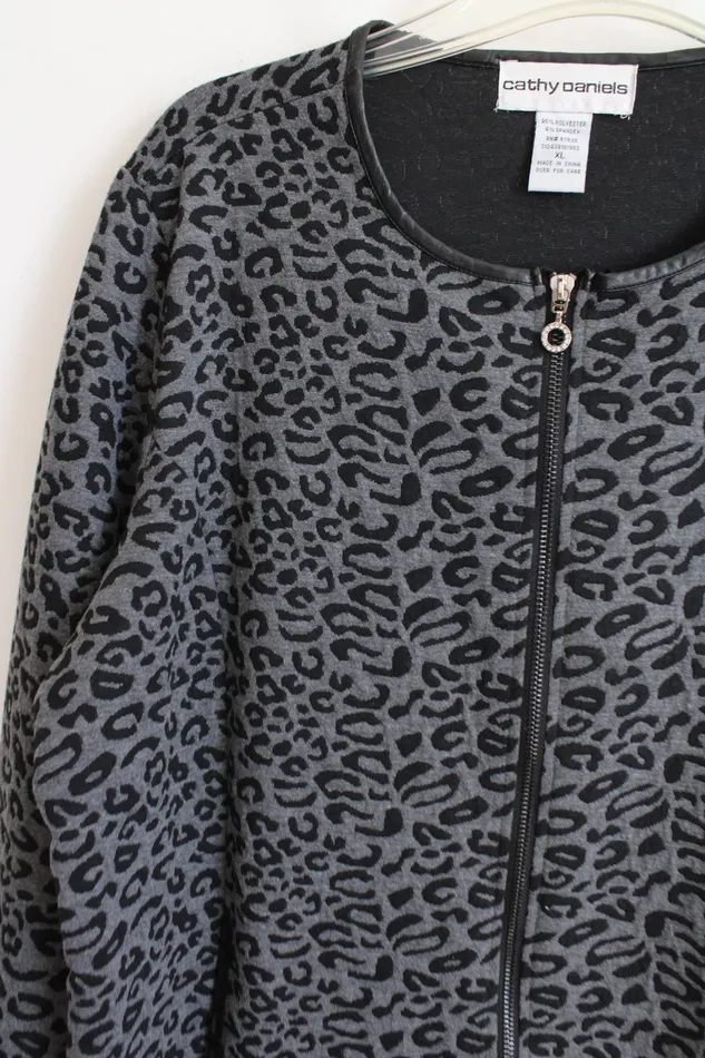 Cathy Daniels Gray Black Patterned Light Jacket XL Cathy Daniels Necklaces