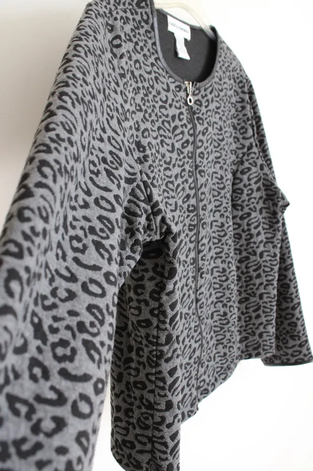 Cathy Daniels Gray Black Patterned Light Jacket XL Cathy Daniels Necklaces
