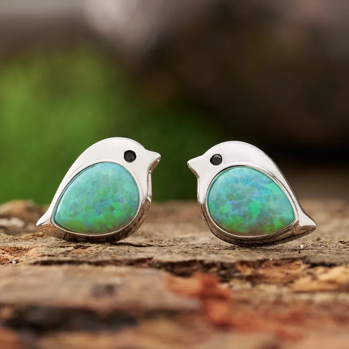 Chadds Ford Jewelry Rings Sterling Silver Green Opal Birdie Studs