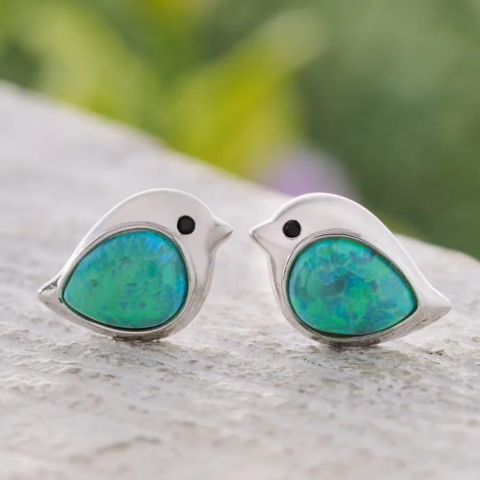 Chadds Ford Jewelry Rings Sterling Silver Green Opal Birdie Studs