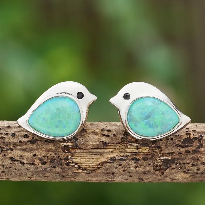 Chadds Ford Jewelry Rings Sterling Silver Green Opal Birdie Studs
