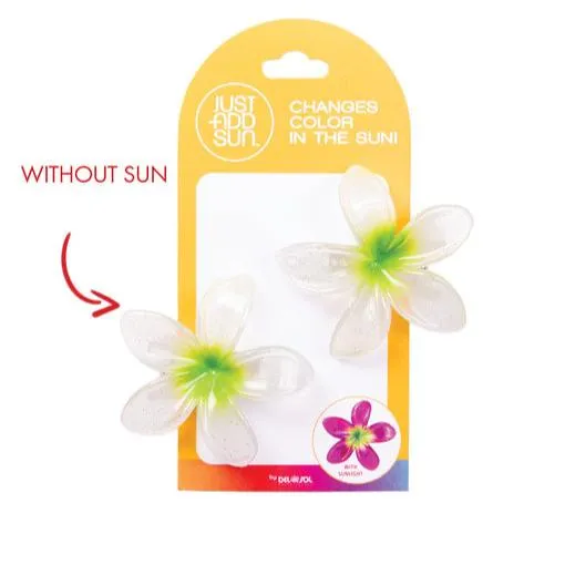 DELSOL Earrings Just Add Sun Plumeria Color Changing Hair Clips Clear to Fuchsia