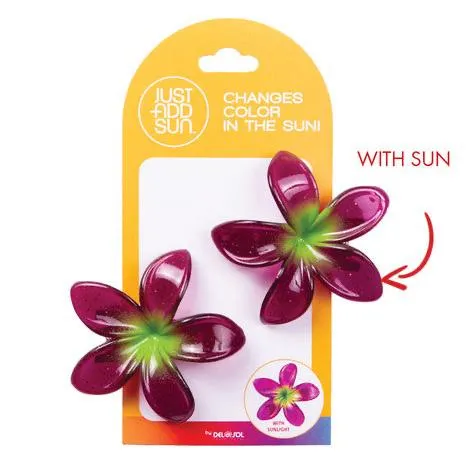 DELSOL Earrings Just Add Sun Plumeria Color Changing Hair Clips Clear to Fuchsia