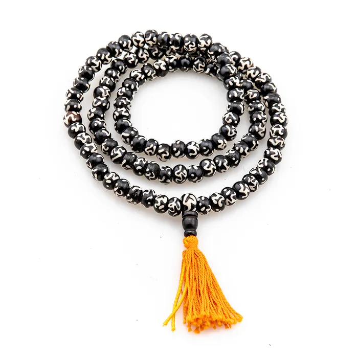 DharmaCrafts Earrings Buffalo Bone Om Mala 108 beads