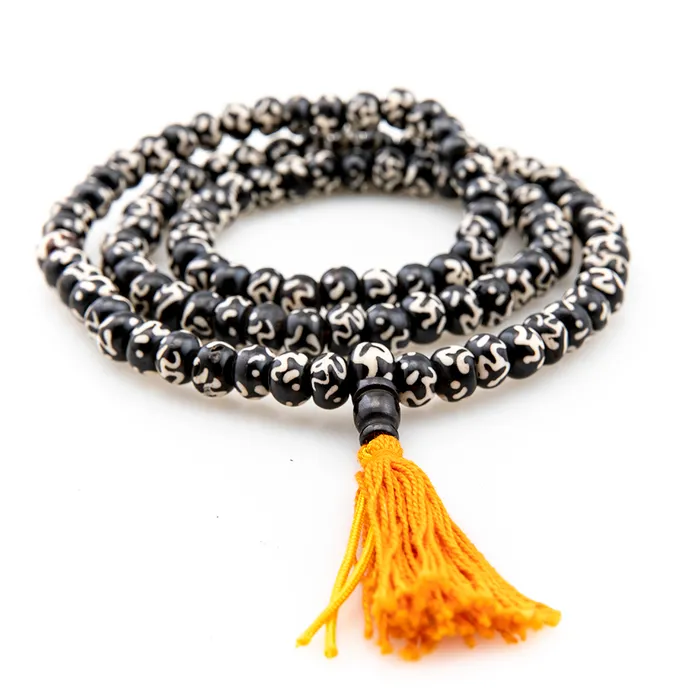DharmaCrafts Earrings Buffalo Bone Om Mala 108 beads
