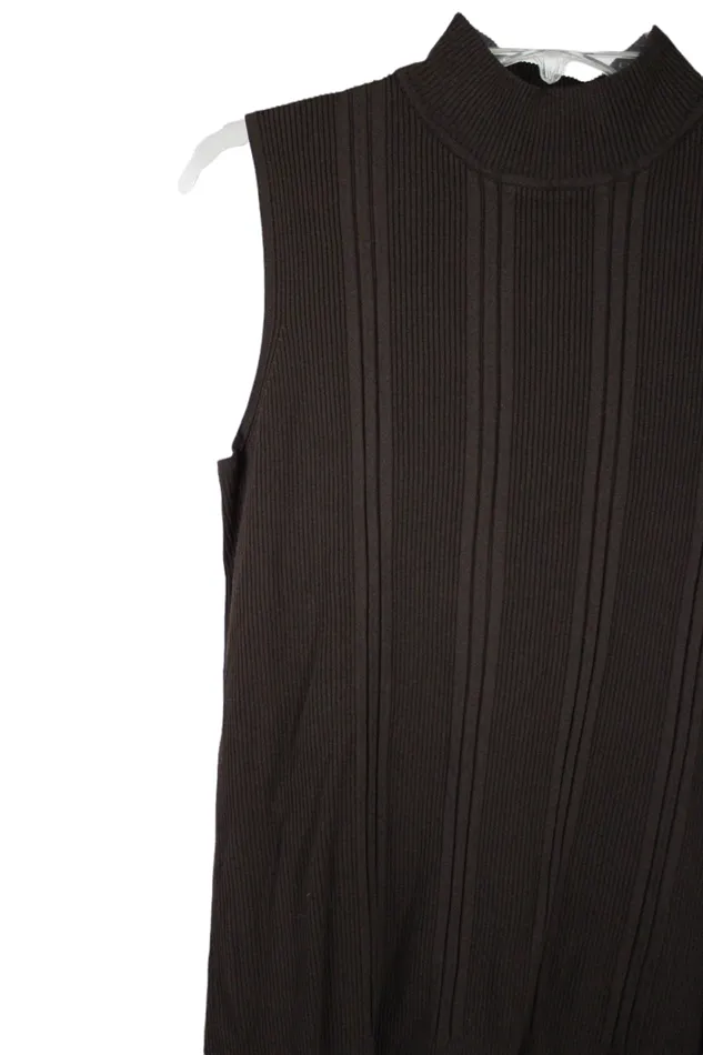 Dressbarn Earrings DressBarn Brown Rib Knit Top 2224