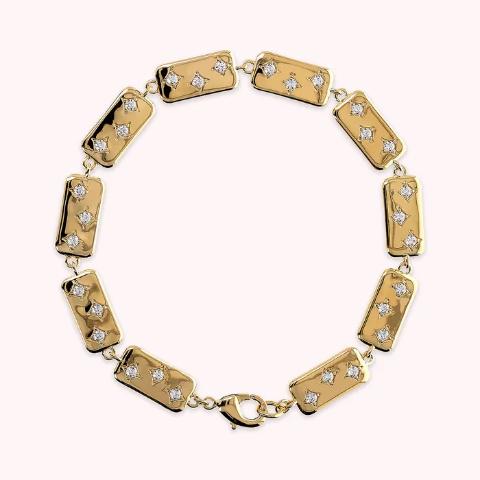 Earrings Bronzallure Bracciale Golden toile con Elementi Rettangolari e Punti Luce in Cubic Zirconia