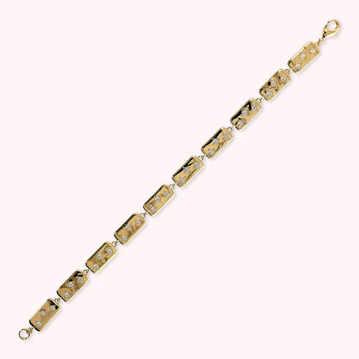 Earrings Bronzallure Bracciale Golden toile con Elementi Rettangolari e Punti Luce in Cubic Zirconia