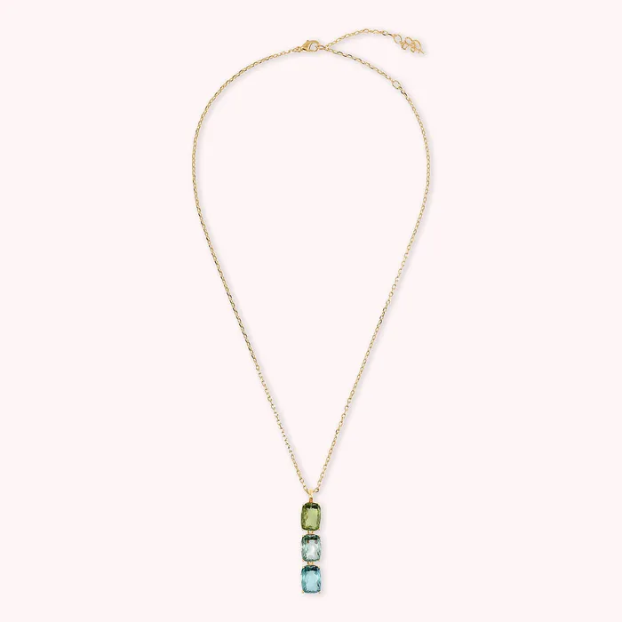 Earrings Bronzallure Collana Golden con Prisma Gem Verdi e Blu Taglio Mosaico