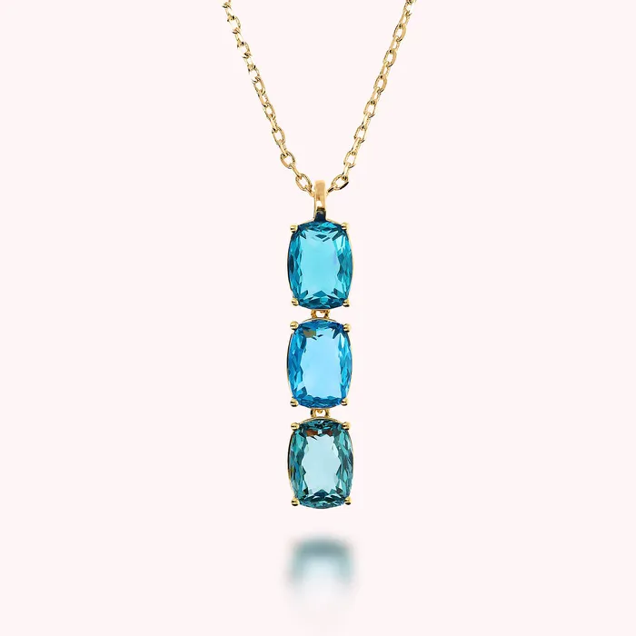 Earrings Bronzallure Collana Golden con Prisma Gem Verdi e Blu Taglio Mosaico