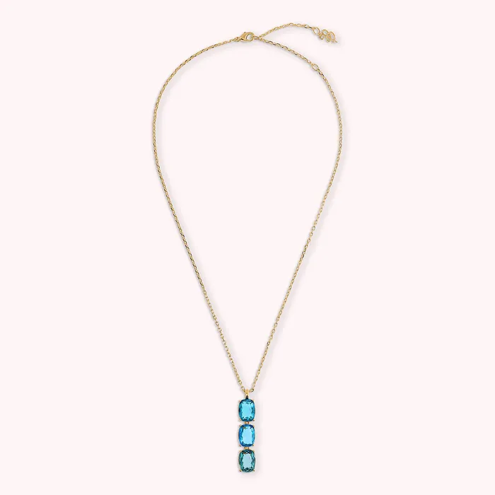 Earrings Bronzallure Collana Golden con Prisma Gem Verdi e Blu Taglio Mosaico