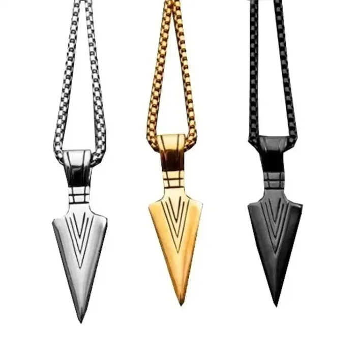 Earrings Gold Shield Collares para Hombres de Acero Inoxidable Vikingo