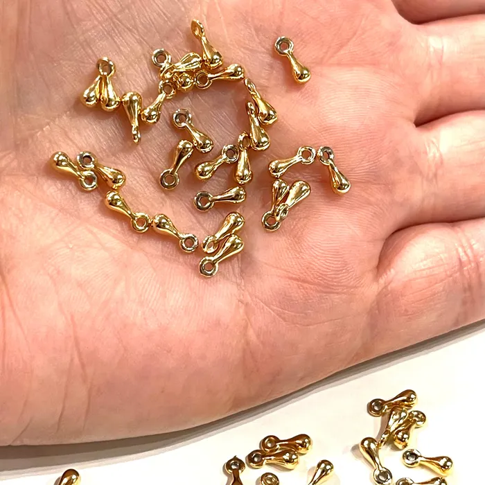 Earrings NEW 24Kt Gold Plated 8mm Drop Charms 250 pcs in a pack Peppy Beads Earrings NEW 24Kt Gold Plated 8mm Drop Charms 250 pcs in a pack Peppy Beads