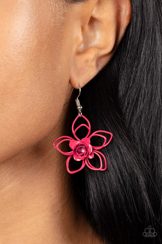 Earrings Paparazzi Accessories Botanical Bonanza Pink