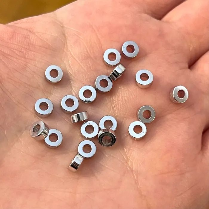 Earrings Peppy Beads 5mm Rhodium Plated Large Hole Brass Spacer Charms 20 pcs in a pack