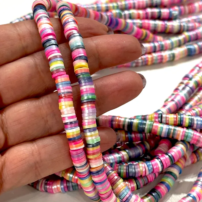 Earrings Peppy Beads Multicolor Metallic Heishi Beads Polymer clay 6x1MM Vinyl Beads Earrings Peppy Beads Multicolor Metallic Heishi Beads Polymer clay 6x1MM Vinyl Beads