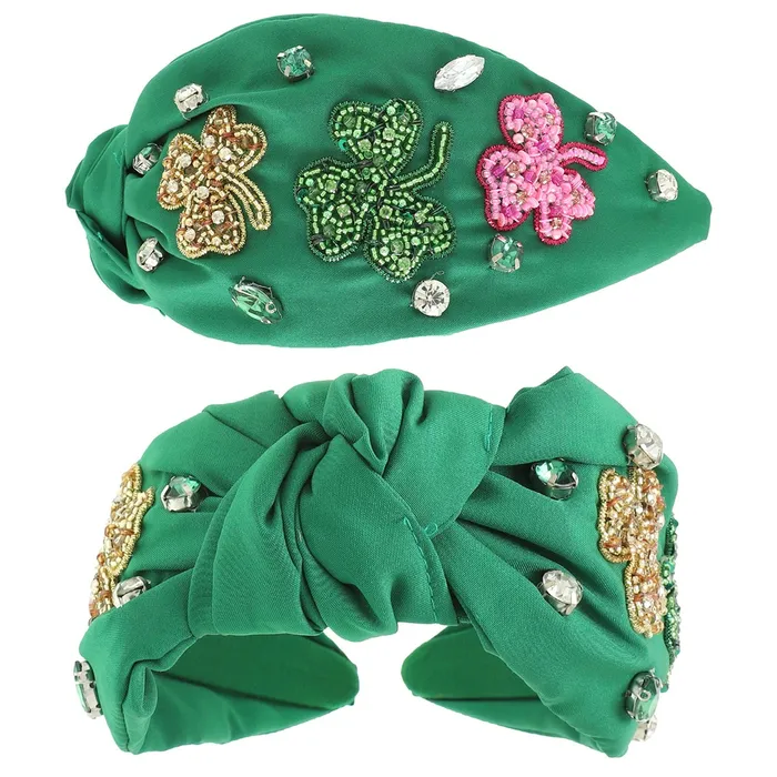 Earrings SAINT PATRICKS SHAMROCK TOP KNOTTED HEADBAND GREEN Something Special LA