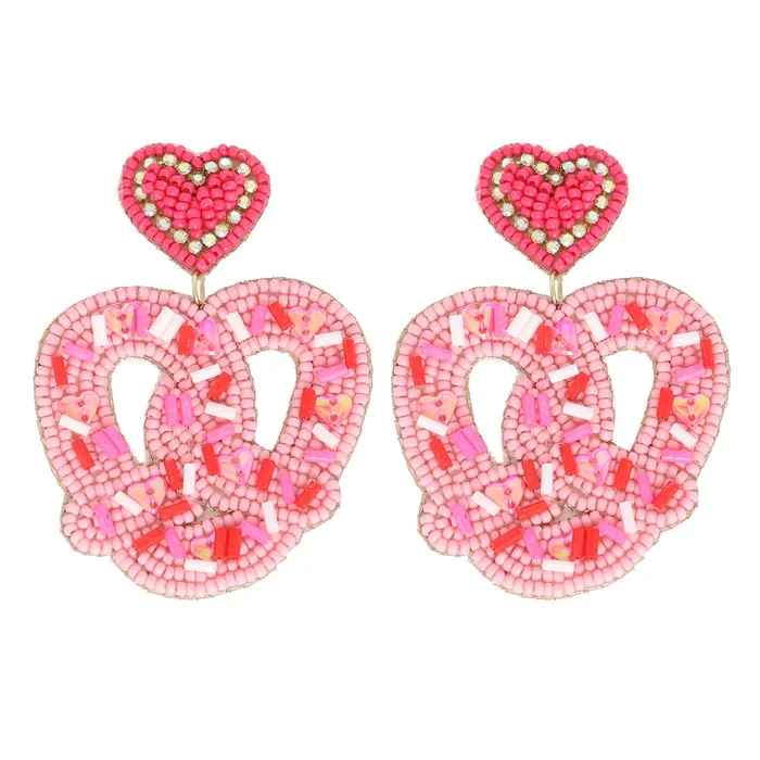 Earrings Something Special LA PINK SPRINKLE COVERED PRETZEL BEADED VALENTINE EARRINGS Earrings Something Special LA PINK SPRINKLE COVERED PRETZEL BEADED VALENTINE EARRINGS