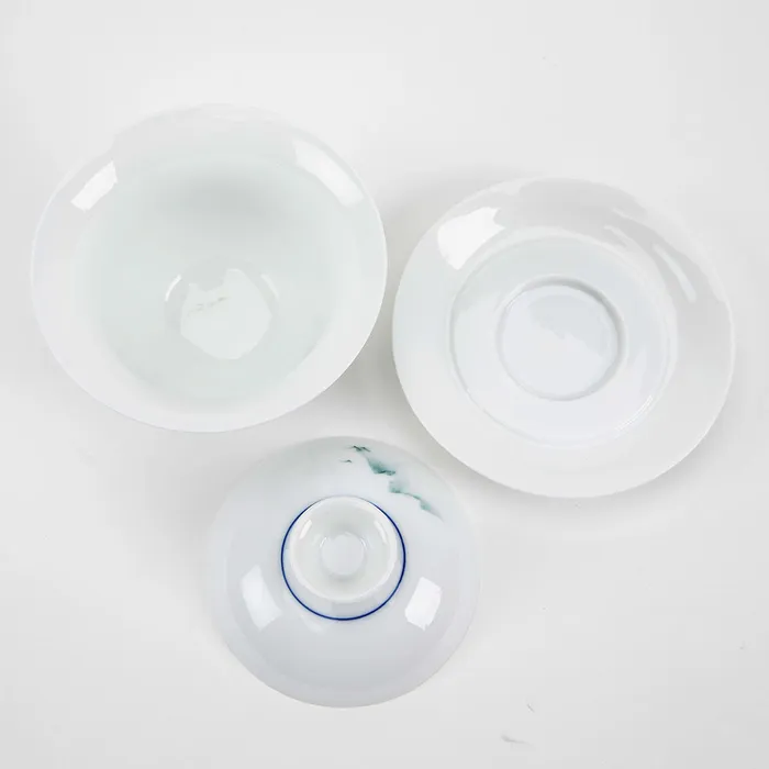 Eastern Elm Earrings Hand Painted Gaiwan Sansui Mountain Scene