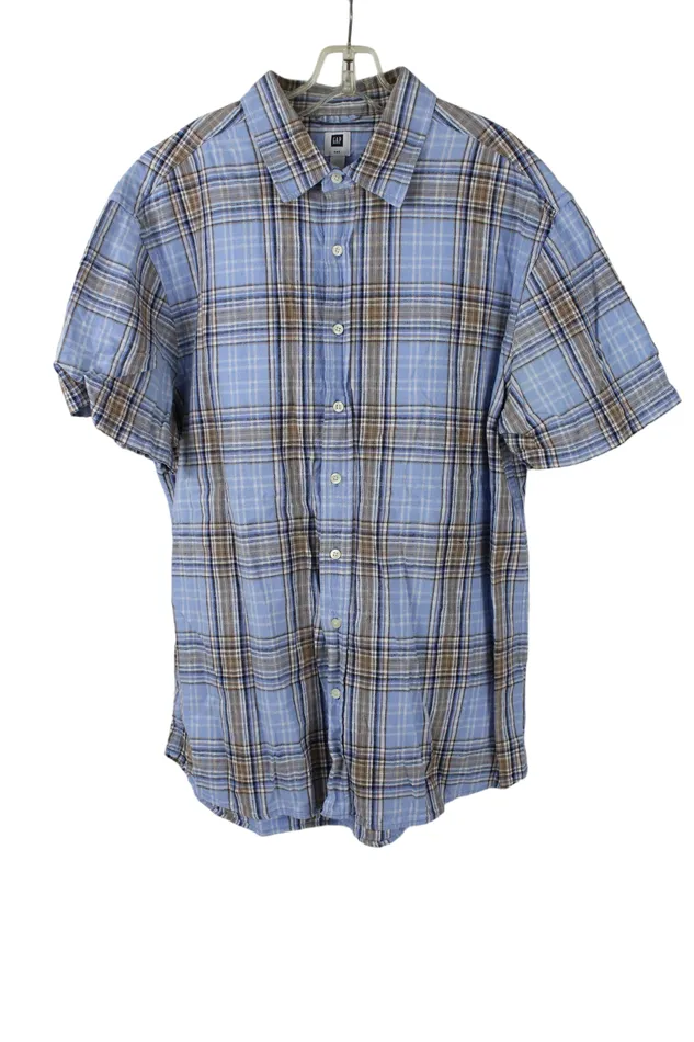 Gap Blue Plaid Linen Shirt XL Gap Rings