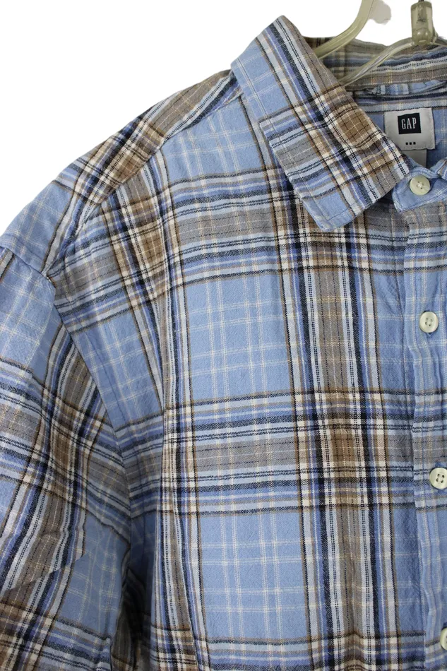 Gap Blue Plaid Linen Shirt XL Gap Rings