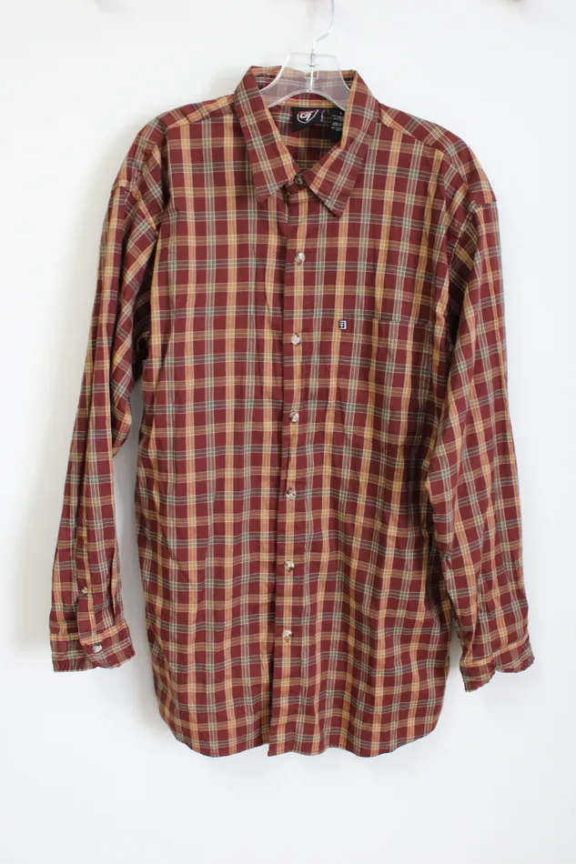 Gear7 Earrings Gear7 Collection Dark Red Plaid Button Down Shirt L