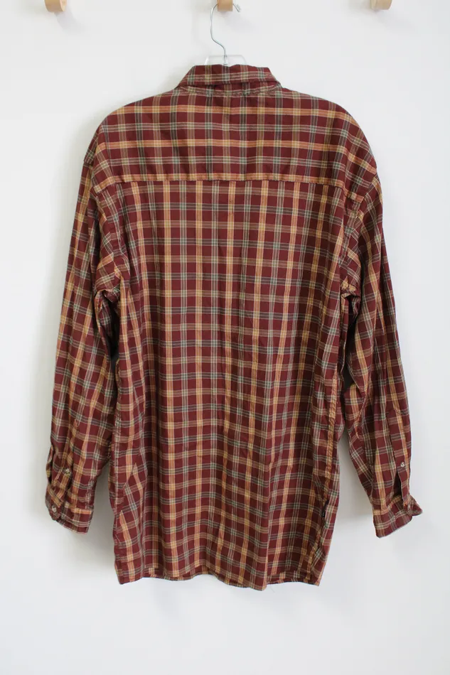 Gear7 Earrings Gear7 Collection Dark Red Plaid Button Down Shirt L