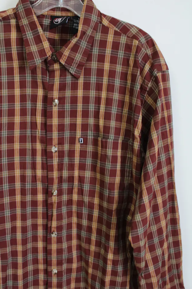 Gear7 Earrings Gear7 Collection Dark Red Plaid Button Down Shirt L