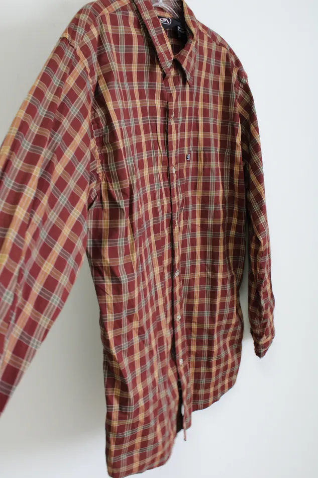 Gear7 Earrings Gear7 Collection Dark Red Plaid Button Down Shirt L