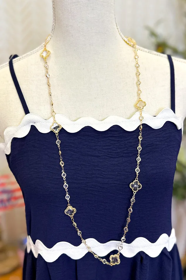 Glass Crystal Clover Chain Link Necklace Gold Judson Necklaces Glass Crystal Clover Chain Link Necklace Gold Judson Necklaces