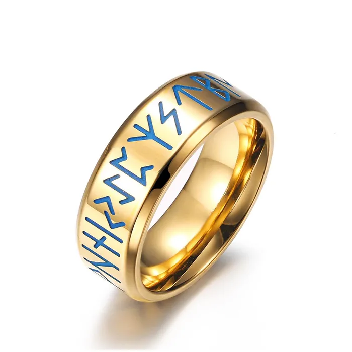 Gold Shield Earrings Anillos para Hombre con Runas Vikingas