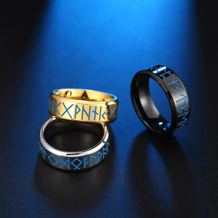 Gold Shield Earrings Anillos para Hombre con Runas Vikingas