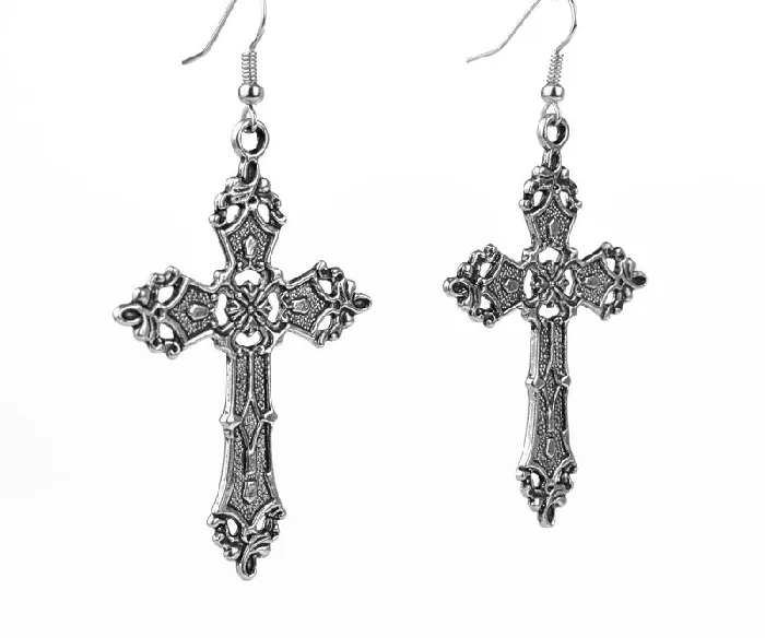 Gothic Style Cross Dangle Earrings Lords Guidance Earrings