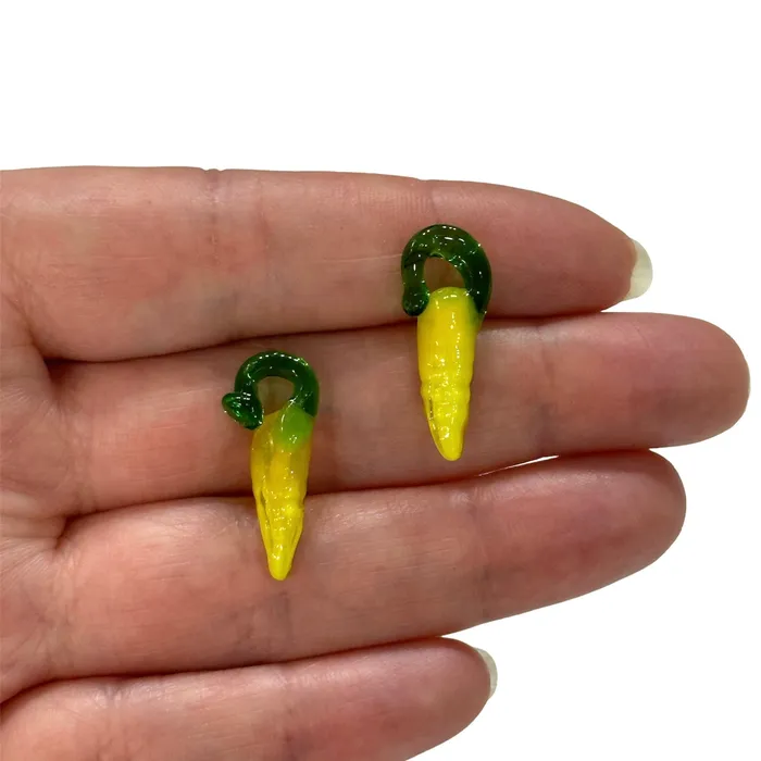 Hand Made Glass Corn Charms 2 Pcs in a pack Peppy Beads Earrings