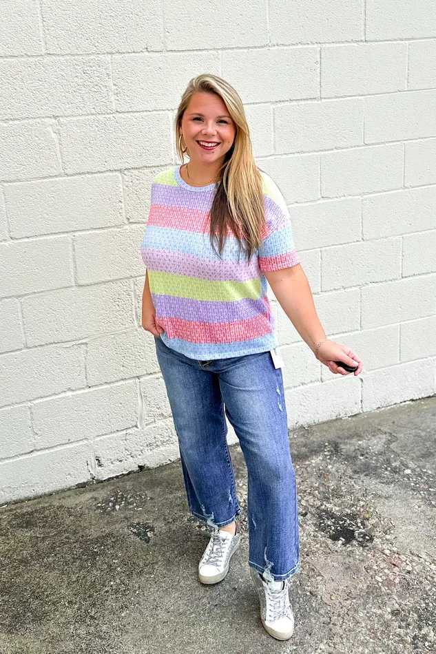 Haptics Earrings Carefree Moments Stripe Top