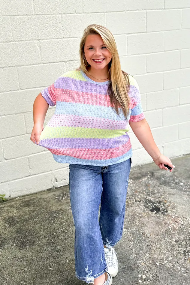 Haptics Earrings Carefree Moments Stripe Top