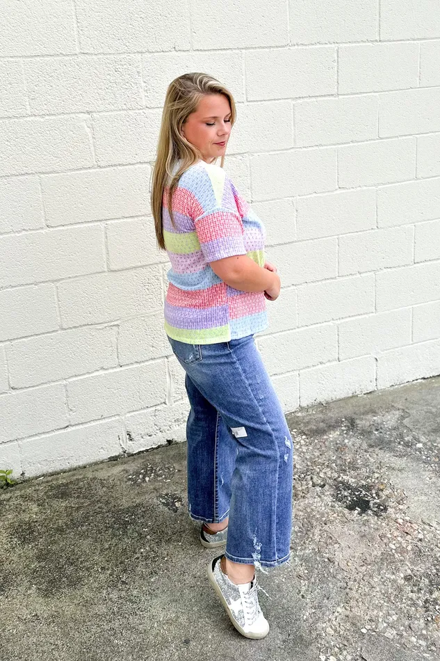 Haptics Earrings Carefree Moments Stripe Top