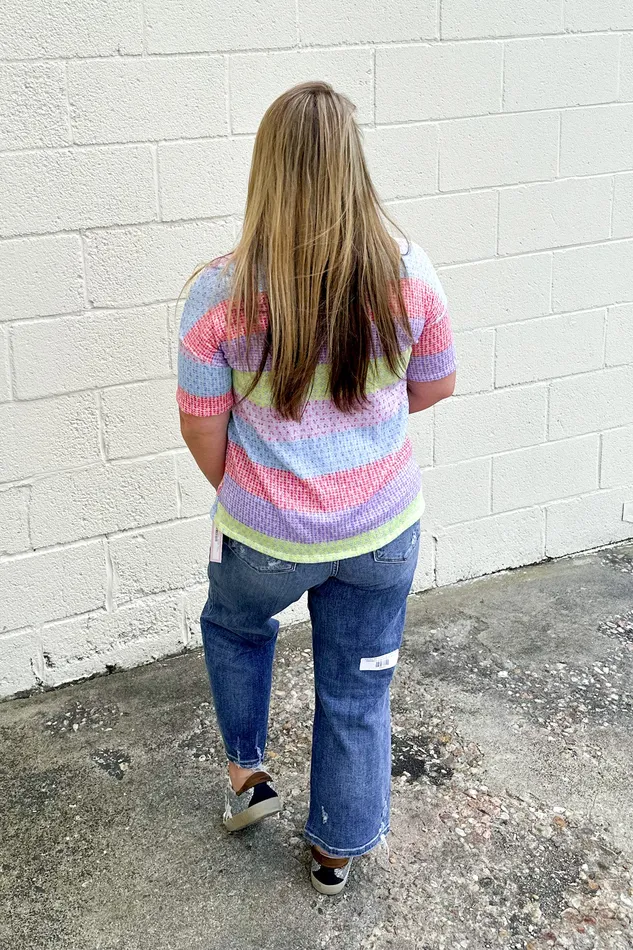 Haptics Earrings Carefree Moments Stripe Top